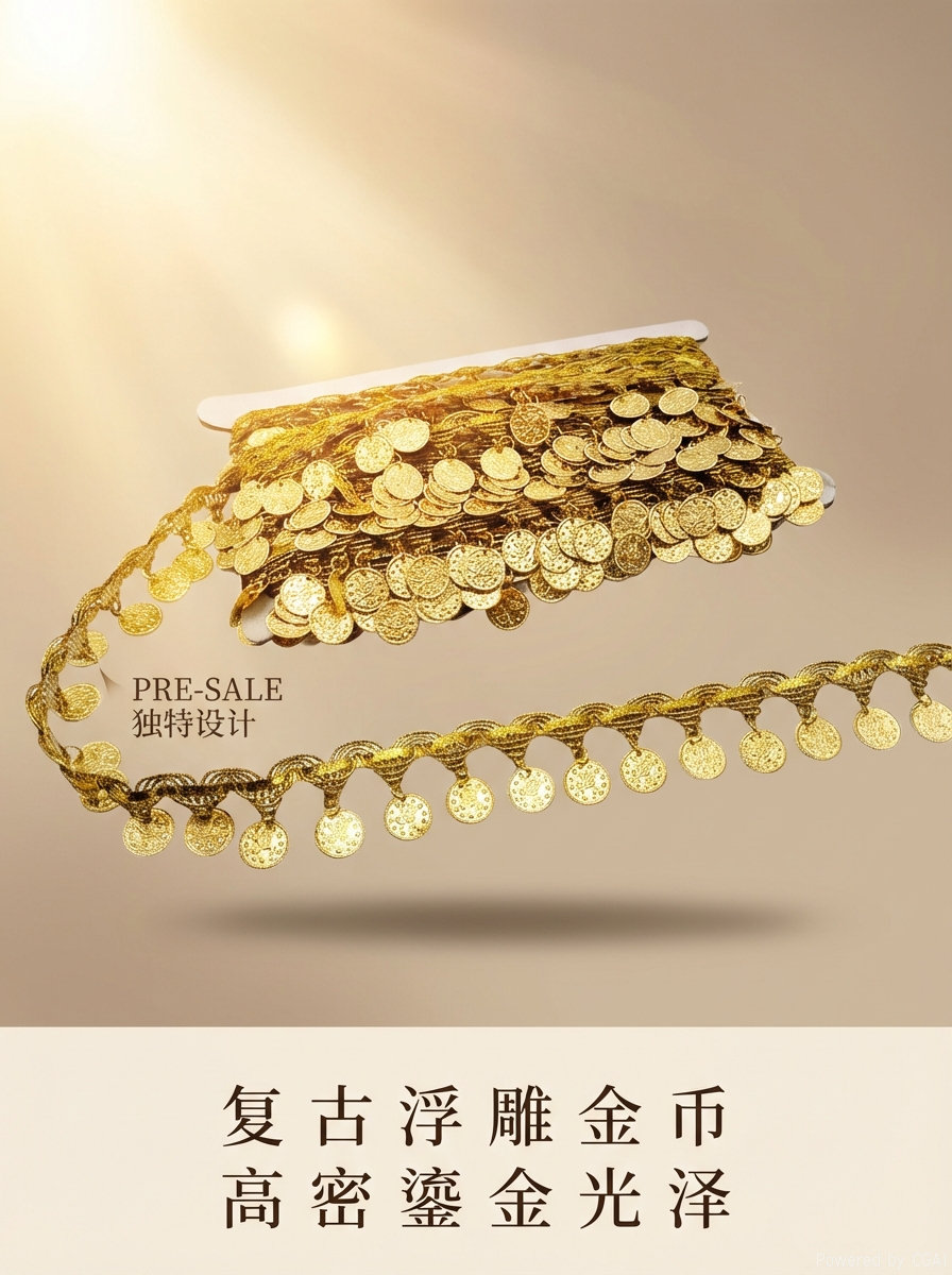 大量现货金色吊片花边肚皮舞表演服舞台装饰辅料镭射吊片配饰挂件坠子详情2