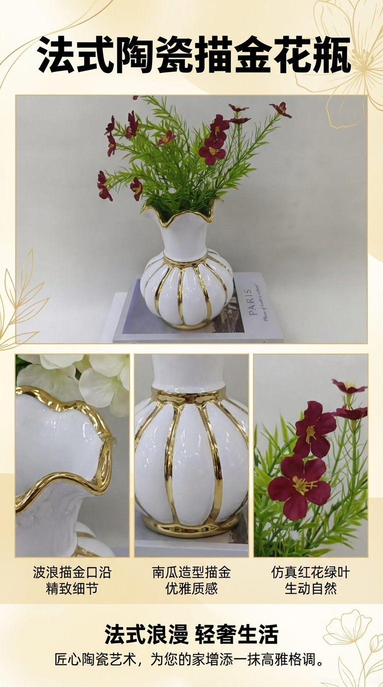 Home decoration artworks, porcelain vases, ceramic vases, home decorations pic 1