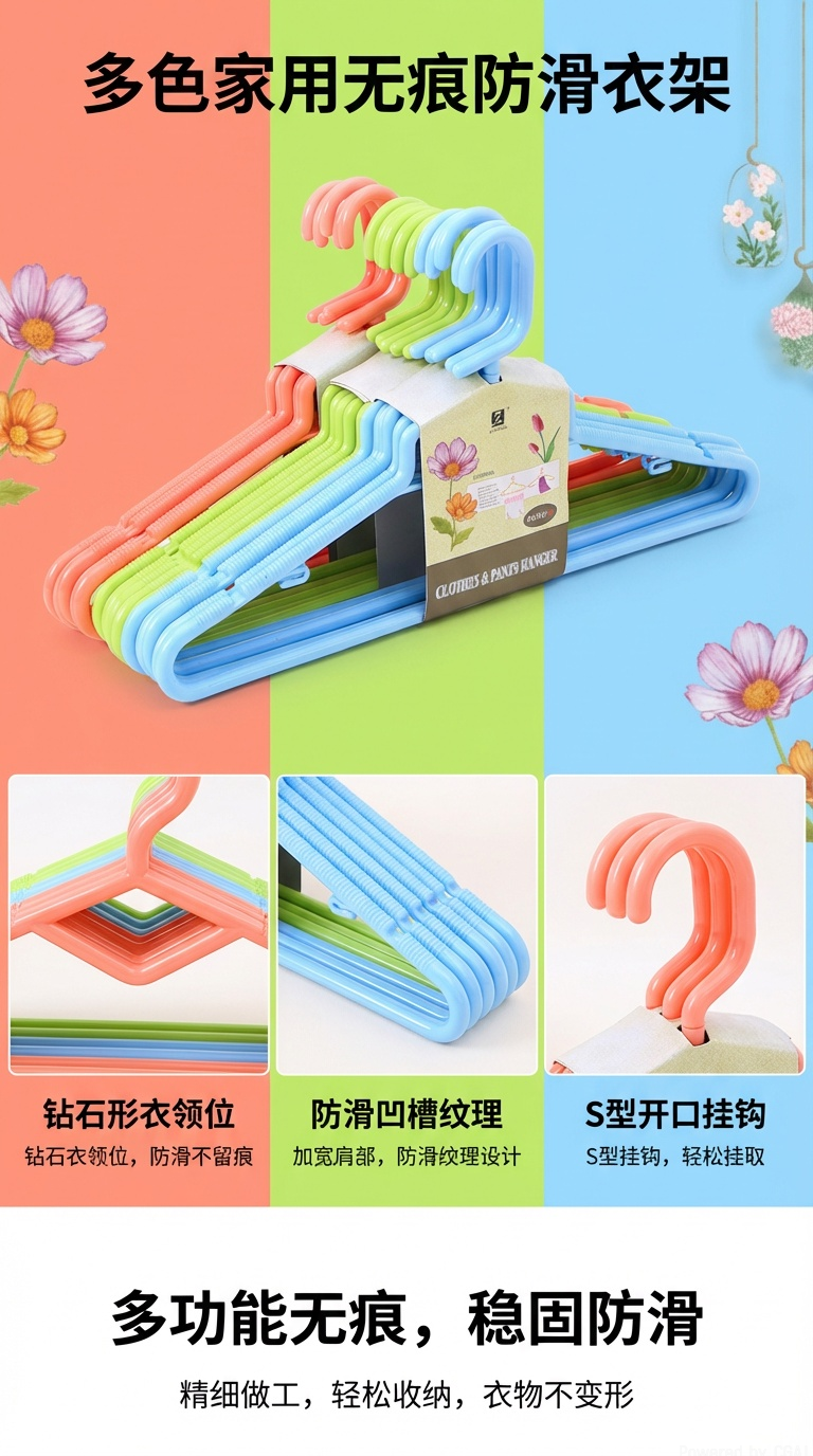 晾晒实心加厚塑料衣架新料干湿两用阳台衣架旋转防滑衣挂厂家直销详情1