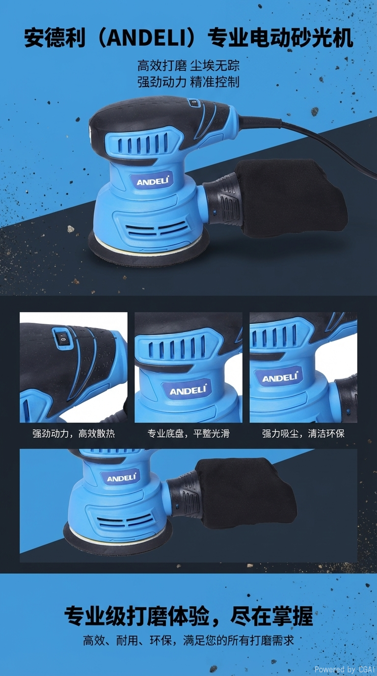 ANDELI 安德利 ADL-6051 专业偏心砂光机大功率木工打磨机汽车抛光打蜡机详情1
