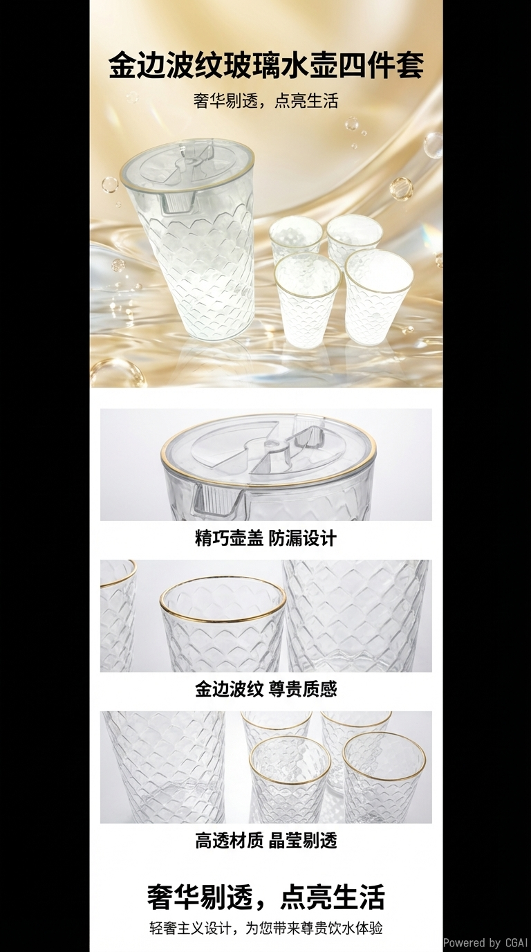 611-4冷水壶➕4口杯pet水壶装水装果汁详情1