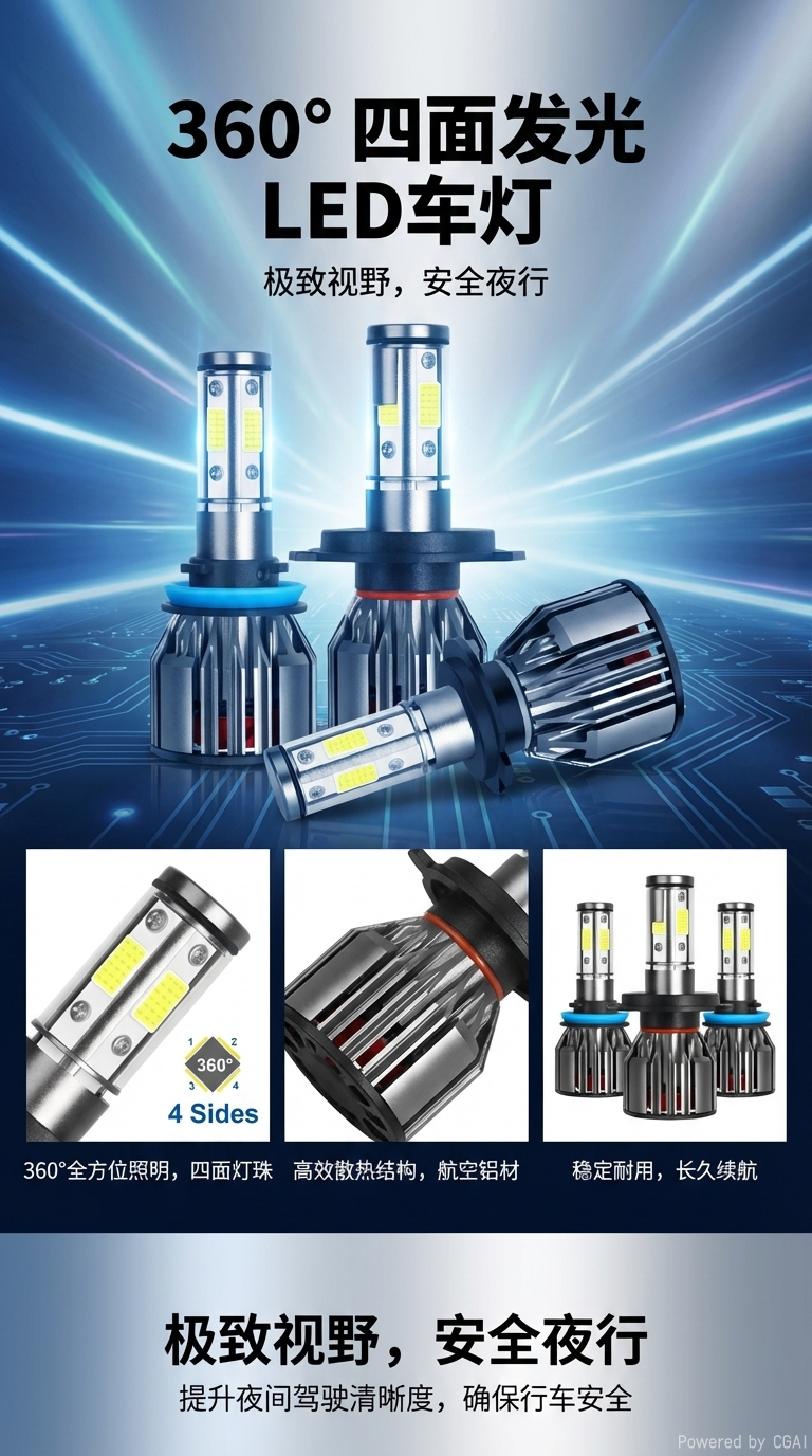 汽车LED大灯前照灯灯泡主体汽车配件车内电器详情1