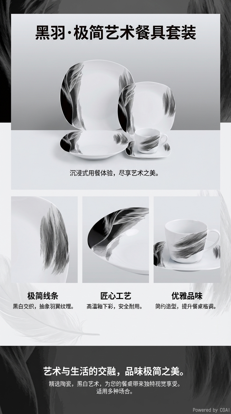 20头高温瓷日用餐具 4人家庭礼盒包装餐具，家用礼盒包装详情1