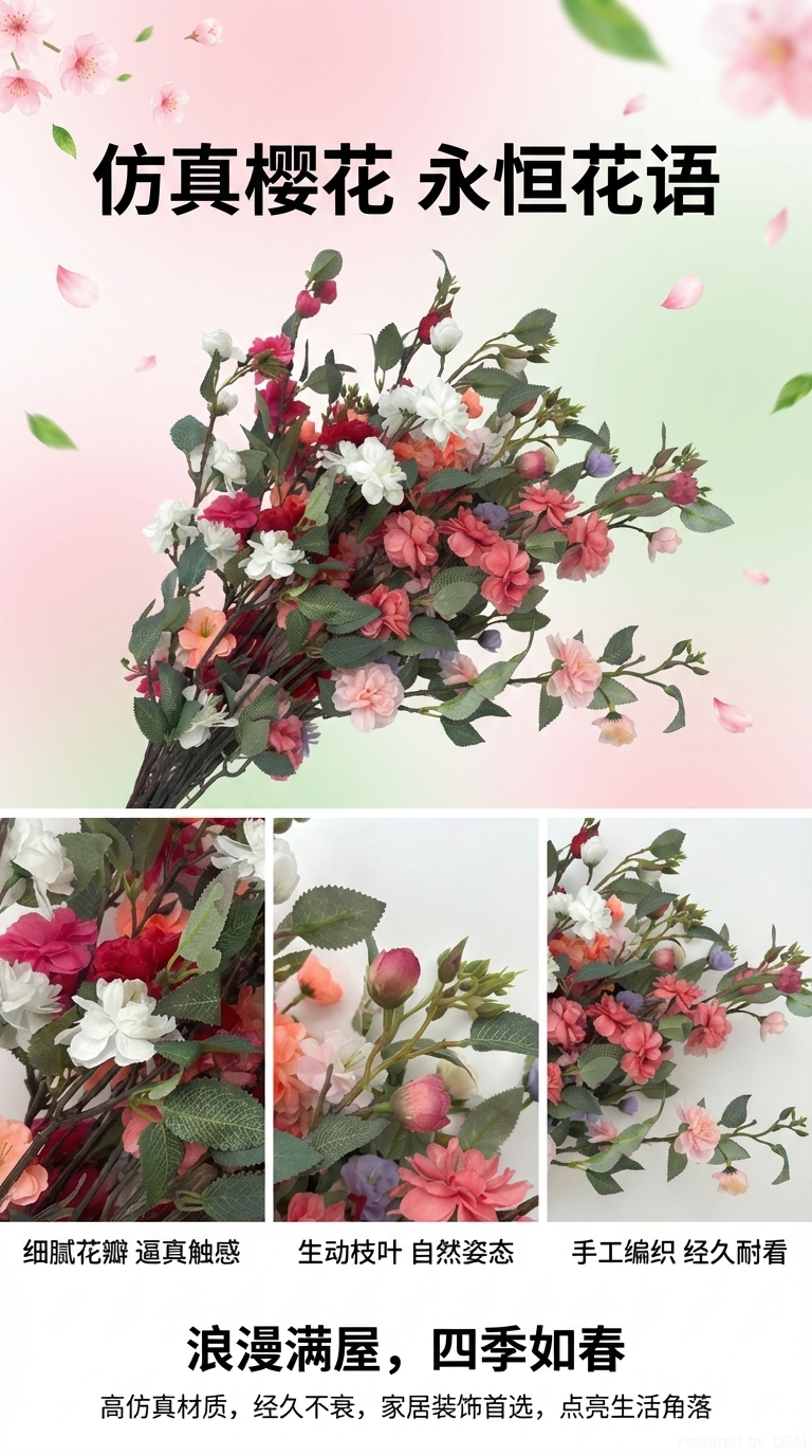 仿真花环永生花樱花插花送女生礼物花艺制品仿真植物仿真花详情1