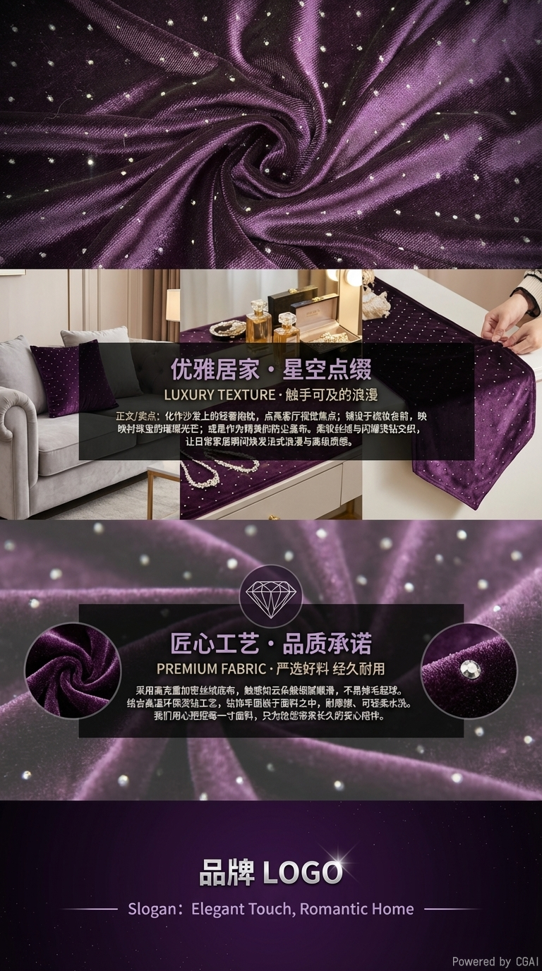 紫色带闪点亮片布料眼球眼珠纸制品花边珠绣片详情3