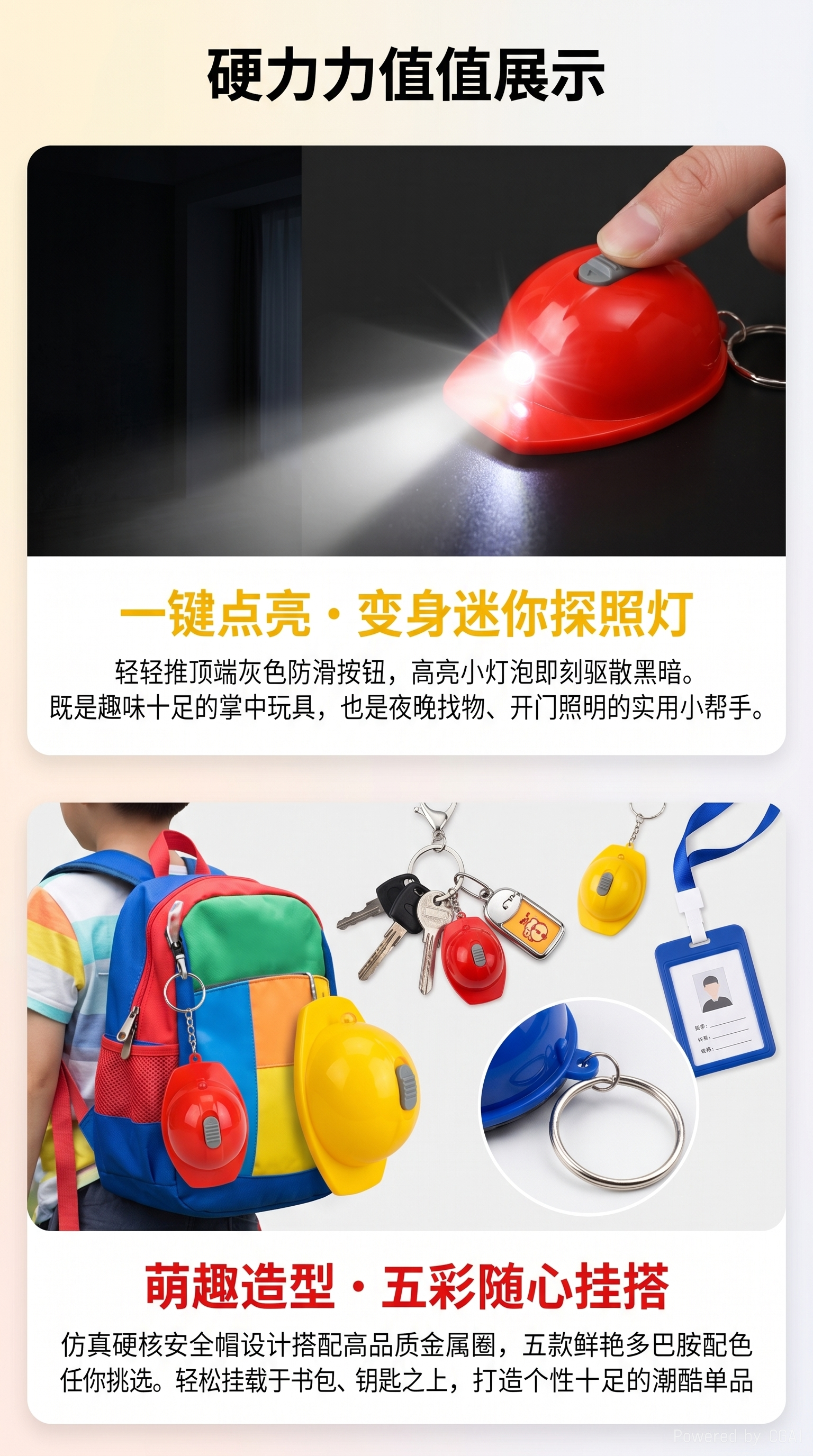 Luminous toy bottle opener, safety helmet, white light keychain lamp, small pendant, small gift event, factory direct sales, Gao Gao electronic toys 222222222222222 pic 2