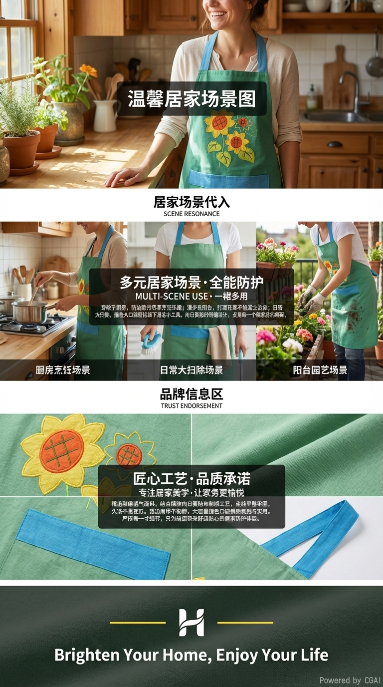 Korean-style embroidered household H-shaped shoulder strap apron, stain-proof and dust-proof, washable large baking corset pic 3