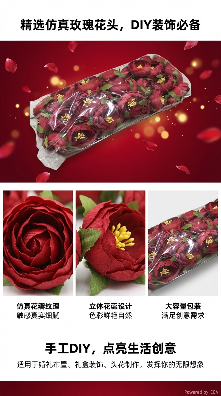 红色人造花串花藤吊金色系仿真花多肉植物塑料花那裡卖详情1
