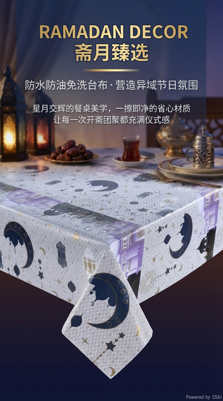 斋月节日桌布PVC斋月图案桌布桌布pvc桌布pvc布桌布详情1
