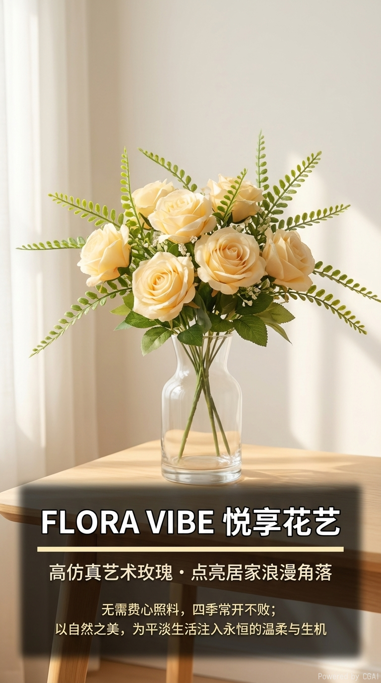 手工编织仿玫瑰花束仿真玫瑰花串花藤吊礼品仿真花针织立体玫瑰详情1
