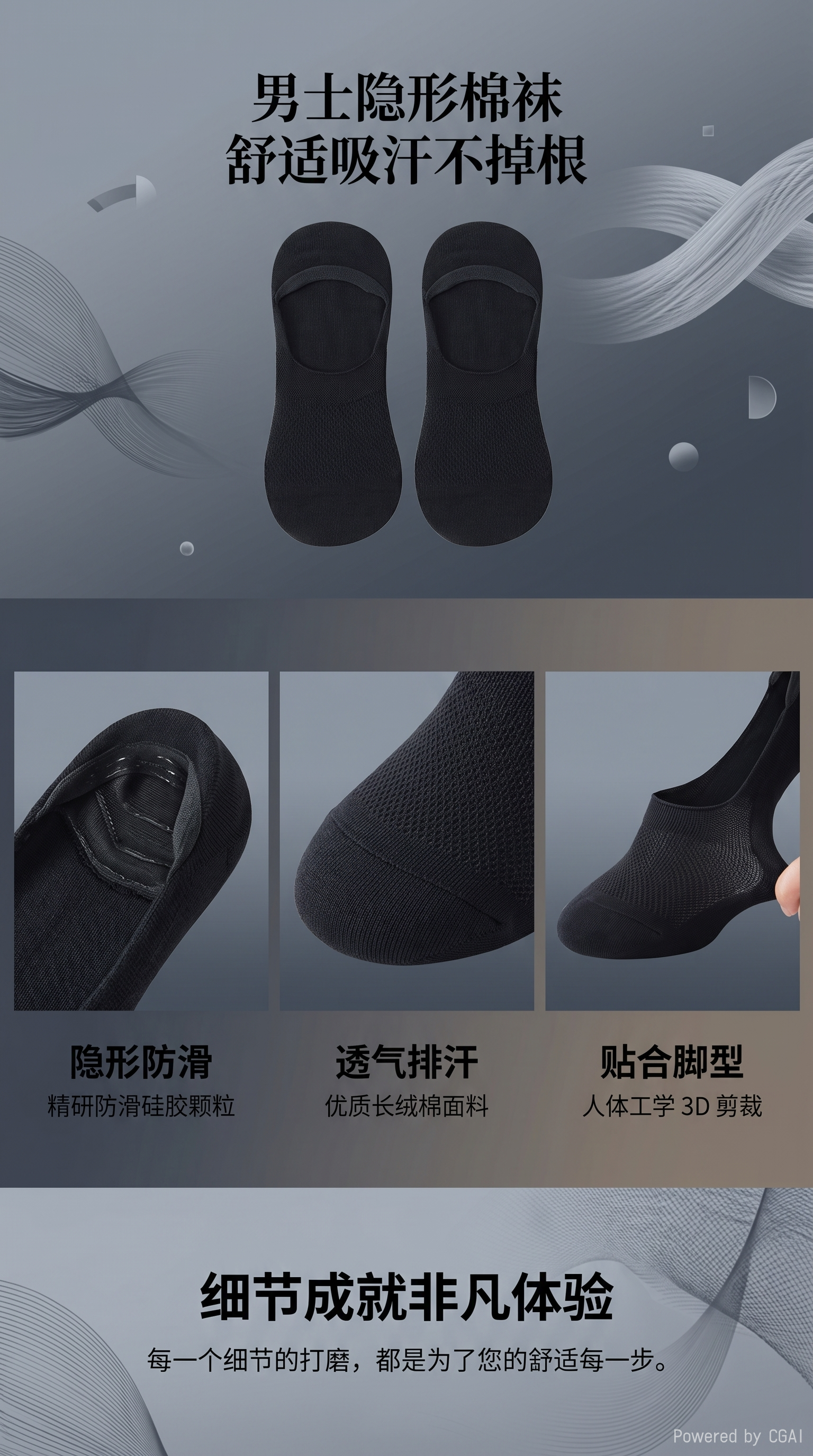 船袜女夏天薄款防滑短袜浅口隐形袜纯色无骨缝合女袜网眼袜子女153657115详情1