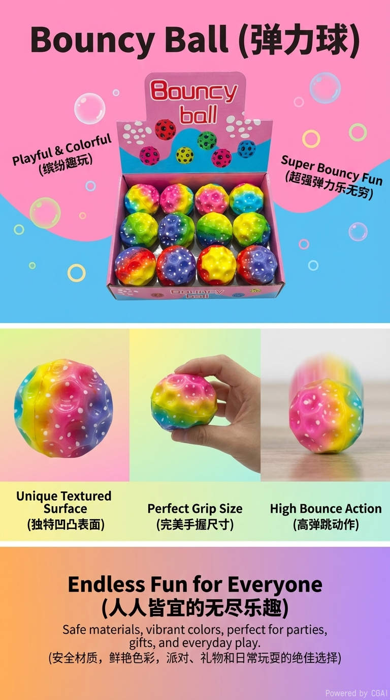 彩色弹力球PVC印刷球儿童户外玩具抛出去飞回来的球详情1