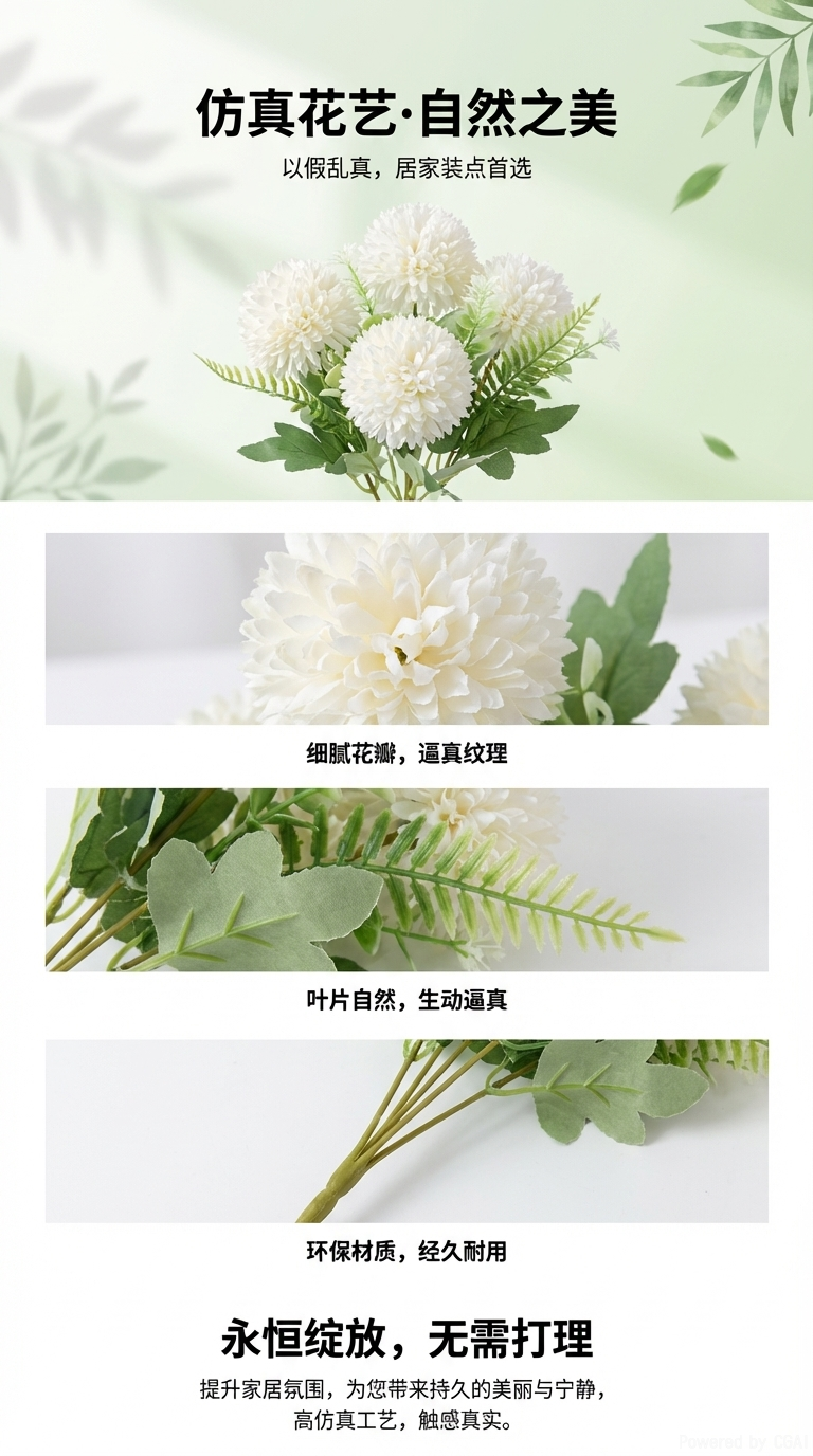 批发5头刺球仿真花假花塑料花DIY装饰花把花家饰塑料花婚庆现场布置装饰花详情1