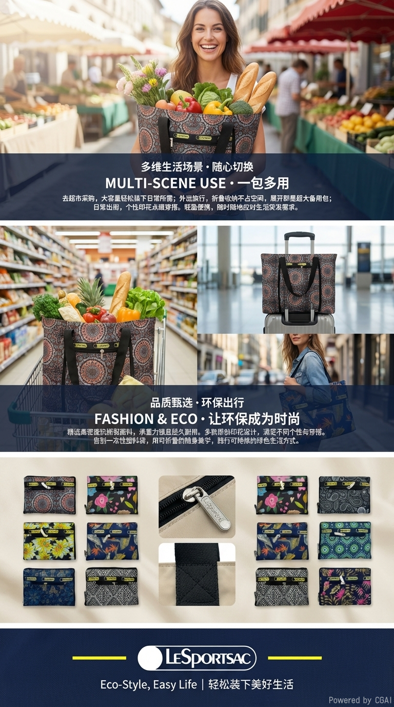 手提包多种图案设计尺寸标注配套小包托特包公文包爱心龙骧折叠包详情3