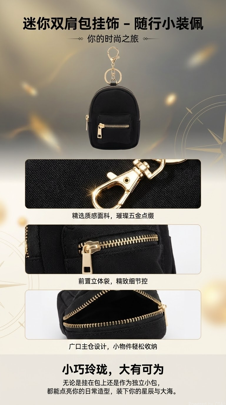 黑色迷你背包零钱包钥匙扣时尚百搭小巧轻便休闲潮流女包学生简约潮品详情1