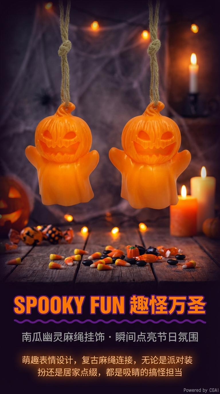 万圣节LED发光南瓜幽灵小夜灯万圣派对装饰详情1
