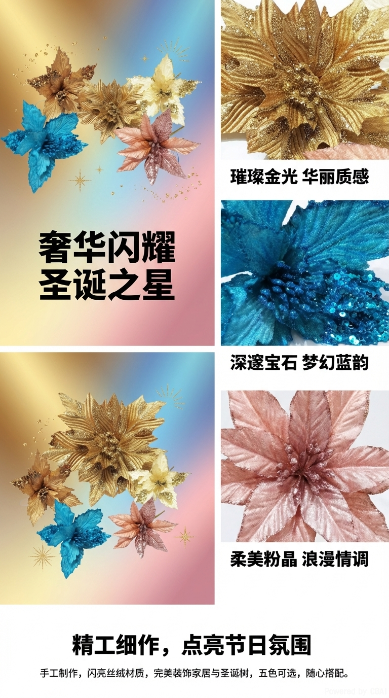 圣诞花装饰品圣诞用品装饰圣诞场景布置详情1