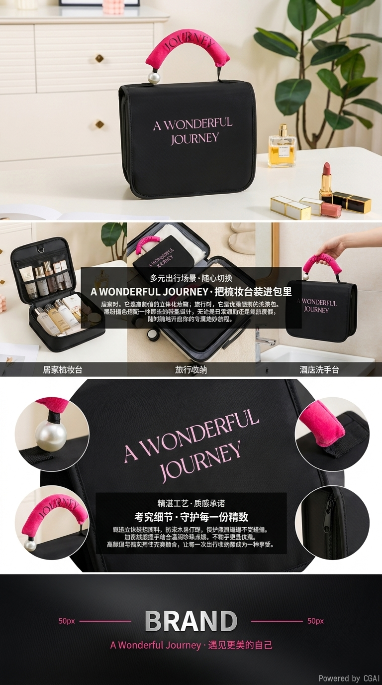 The new InS-style hand-held toiletry bag with pearl hooks from Adiva features a large capacity, waterproof and multi-functional storage pic 3