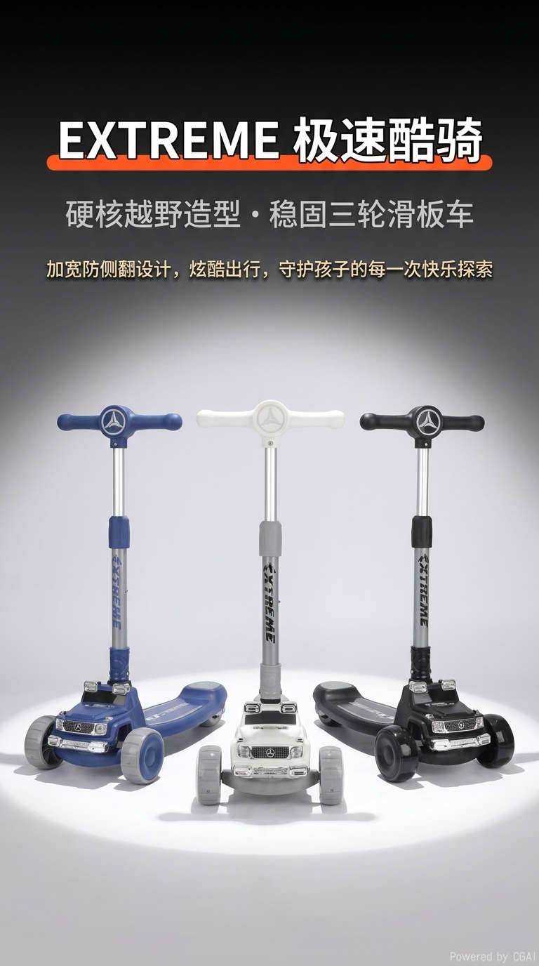 儿童滑板车米高车炫酷车头带灯光音乐详情1