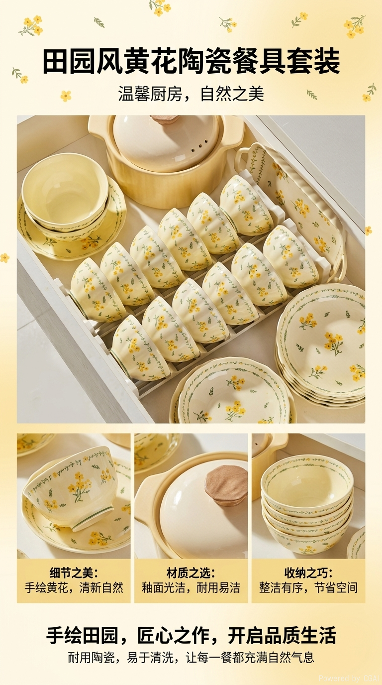 家居陶瓷碗碟盘套装餐具+碗盘陶瓷盘子饺子盘详情1