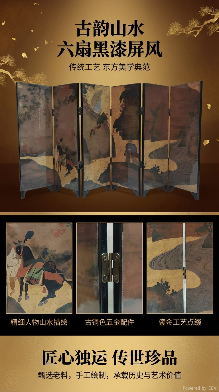 中式六折屏风展示架屏风柜1.8米屏风类收纳装饰屏风展示架屏风柜屏风中式详情1