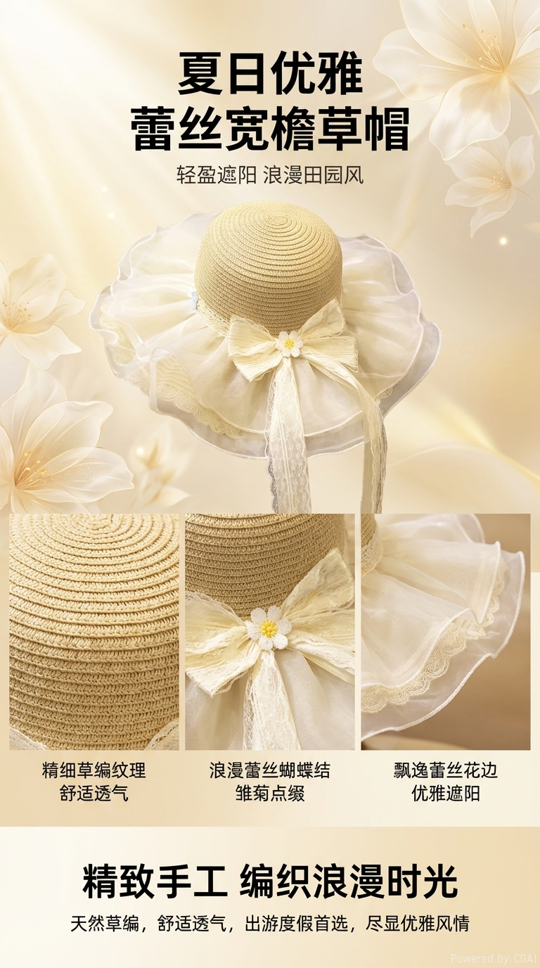 加大版可折叠草编空顶防晒遮紫外线超大帽檐女夏季遮阳太阳帽批发详情1