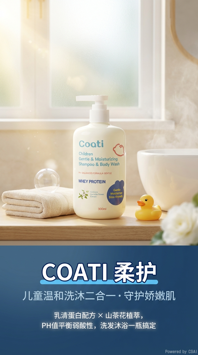 润肤乳儿童温和保湿洗发沐浴露套装洗护瓶适用宝宝护肤品沐浴洗发二合一详情1