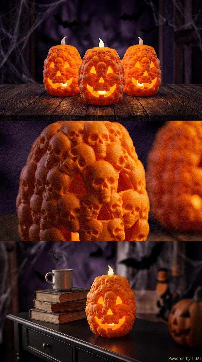 万圣节厂家led小夜灯骷髅南瓜装饰节日桌面气氛道具详情1