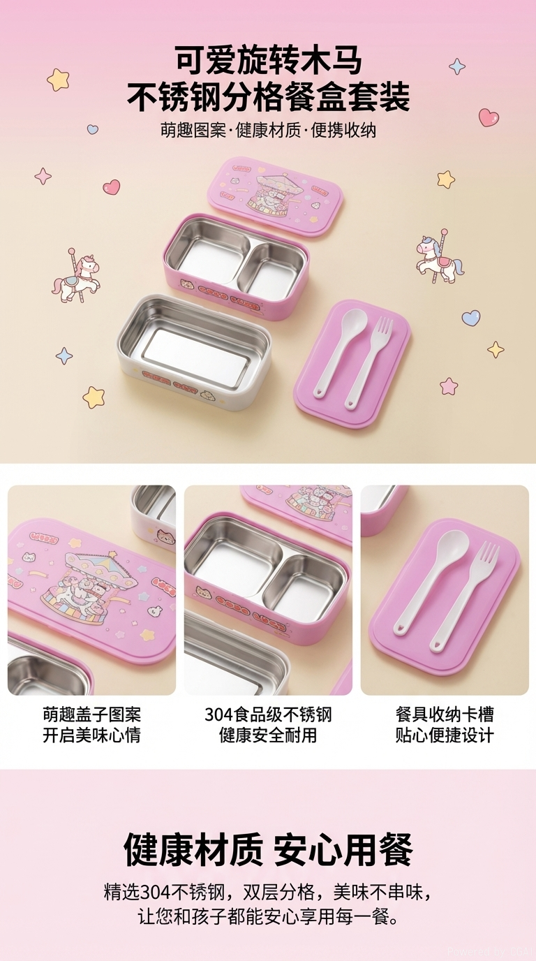 104M-ET8322好运木马彩盒两层（201）饭盒20*11.7*10cm详情1