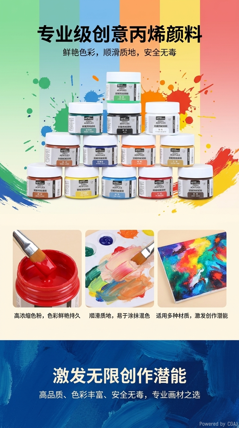 墙绘手绘颜料丙烯画颜料 手绘墙体颜料 儿童画颜料详情1