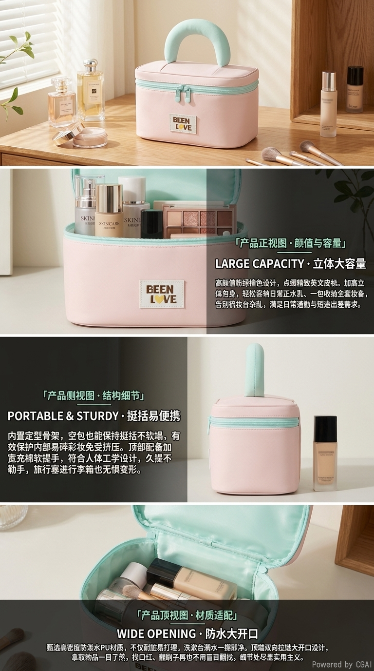 爱迪华新款棉花糖天地盖收纳包化妆包手提大容量化妆包大容量详情2