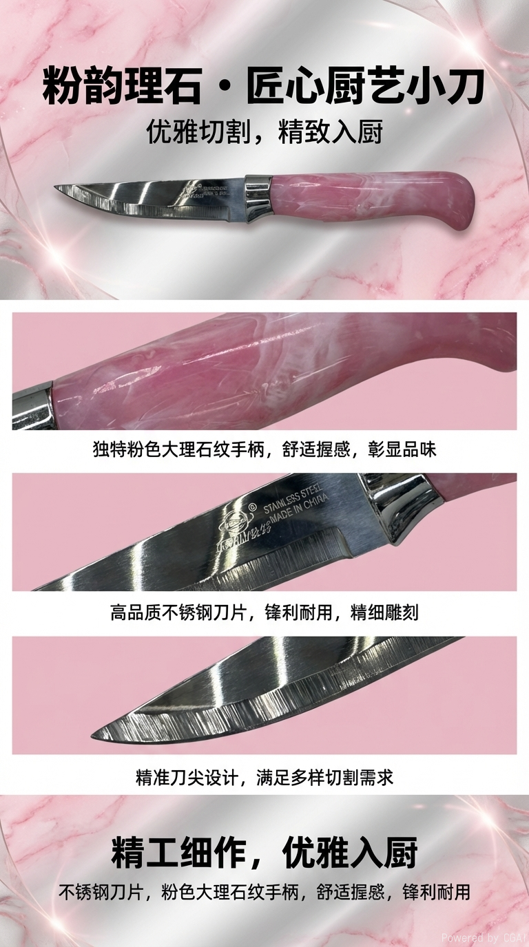 MH4630流云柄混色水果刀详情1