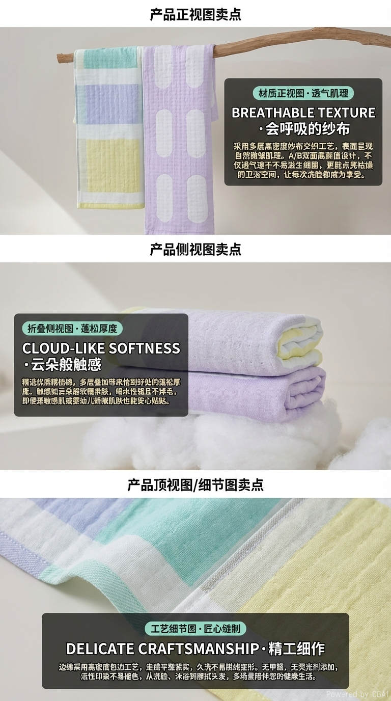 紫鸢套系】 ✨莫兰迪色系温柔暴击！像把春天捧在掌心🌸 低饱和配色一眼心动 婴儿肌触感×云朵般柔韧，💧 3秒吸水 | 详情2