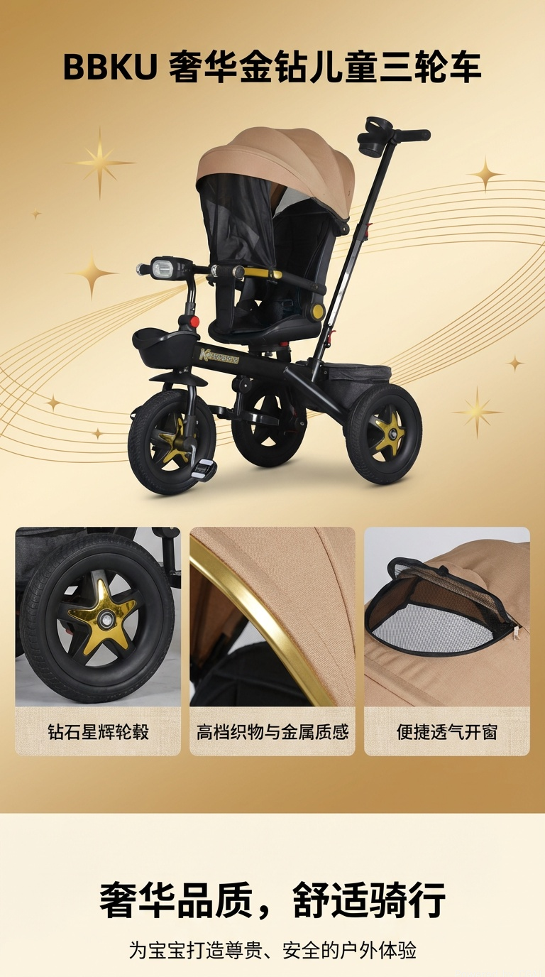 bbku儿童三轮车脚蹬推车飘移飞机款遙控玩具车可坐人大型玩具车适合儿童玩耍。详情1