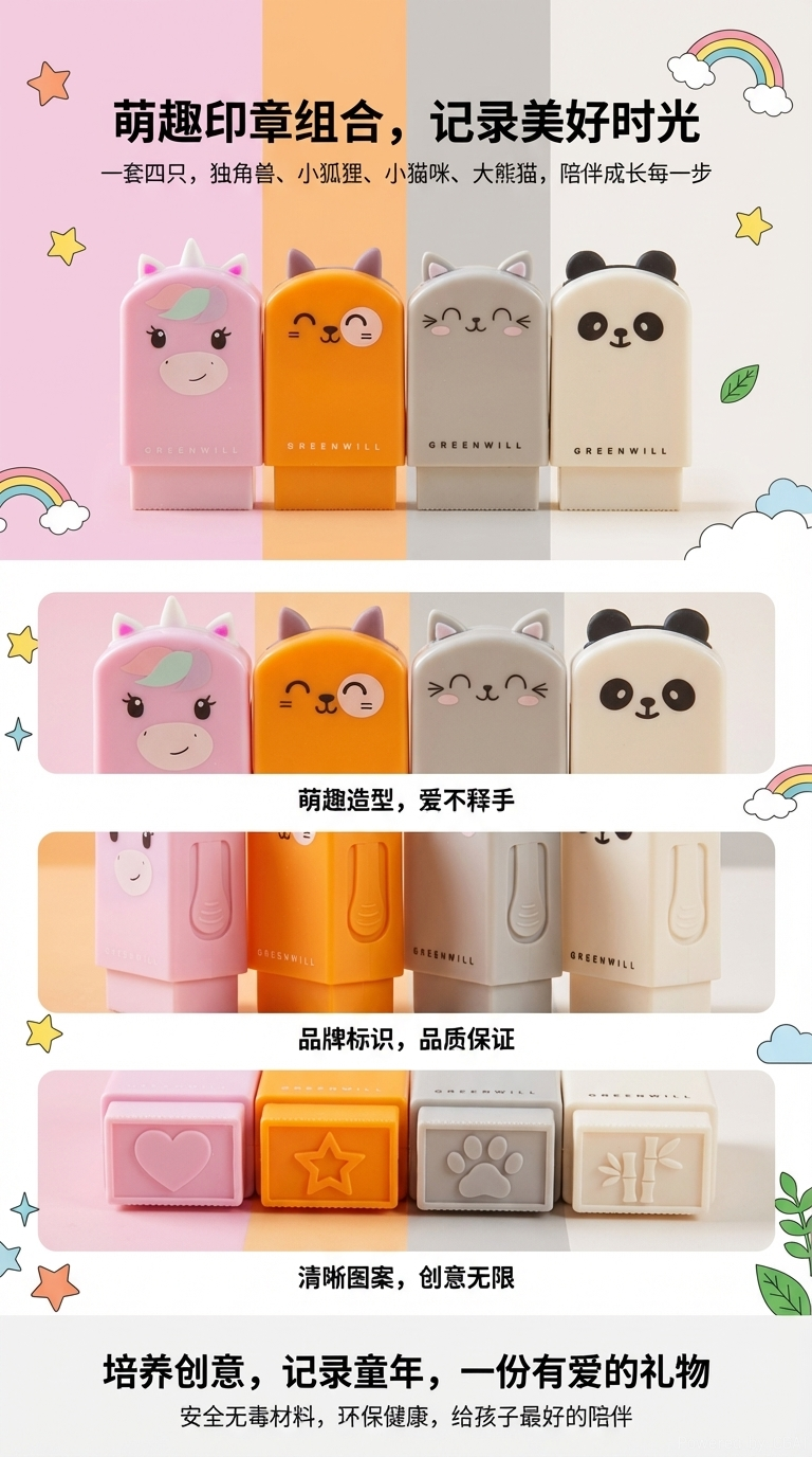 可爱动物造型橡皮擦套装文具潮玩拖鞋橡皮擦详情1