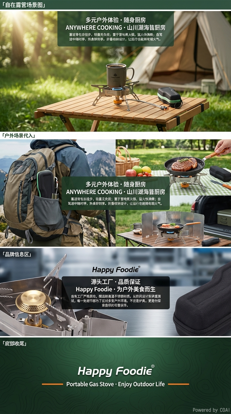 New folding card stove, portable folding outdoor card type, beautiful and durable, double-head outdoor camping special source factory, source factory pic 3