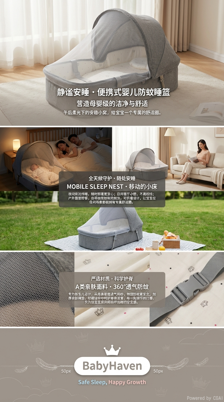 Bed-in-bed, crib, neonatal assembly, European-style multi-functional crib, one-layer baby products, stroller, suitable pic 3