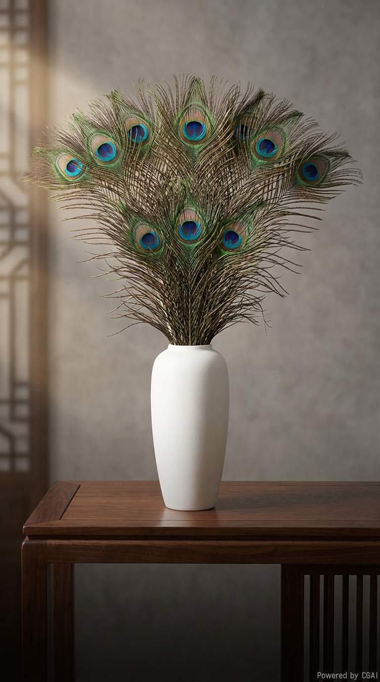 天然孔雀毛真孔雀尾翎毛插花装饰羽毛家居装饰详情1