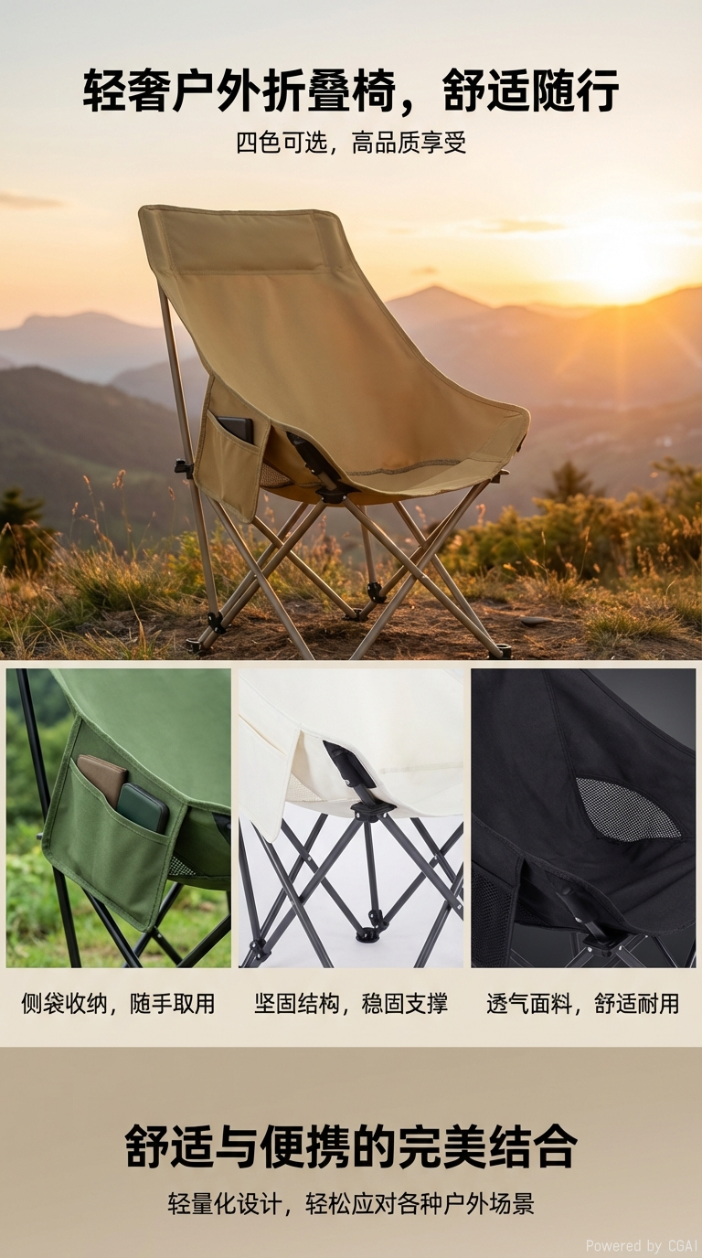 Outdoor folding chairs, portable car camping stalls, art sketching, moon chairs, moon chairs, outdoor products, beach chairs, folding chairs, outdoor folding chairs pic 1