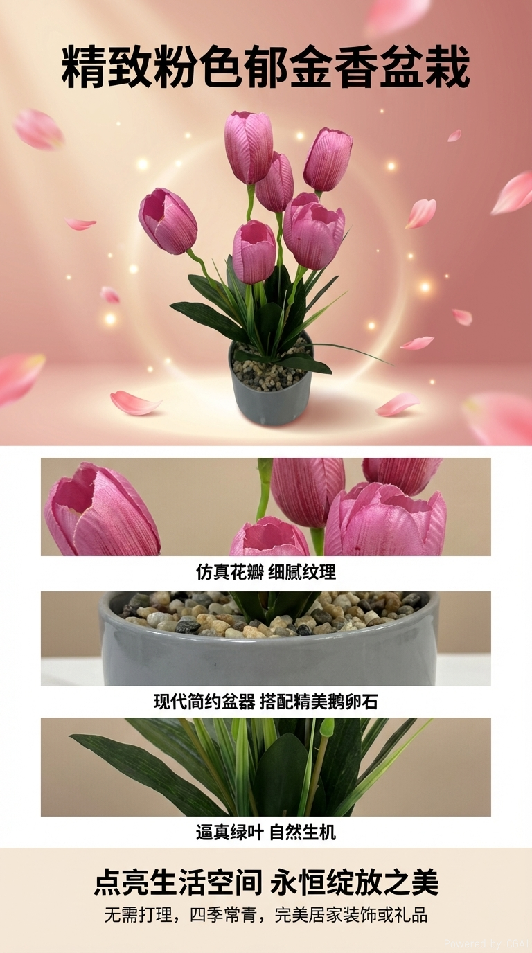 仿真郁金香绿植盆栽多肉花种子盆栽花盆模具组合套装详情1