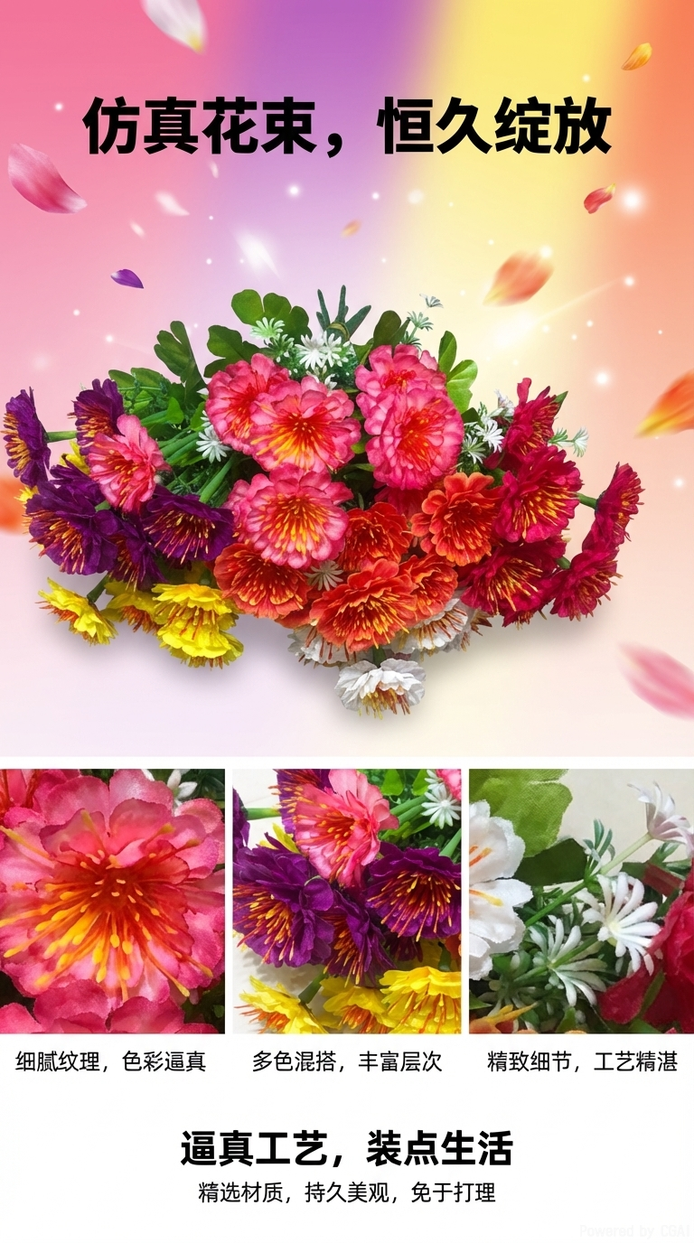 家饰塑料花仿真假花装饰花摆件家用摆设仿真花装饰花塑料花假花详情1