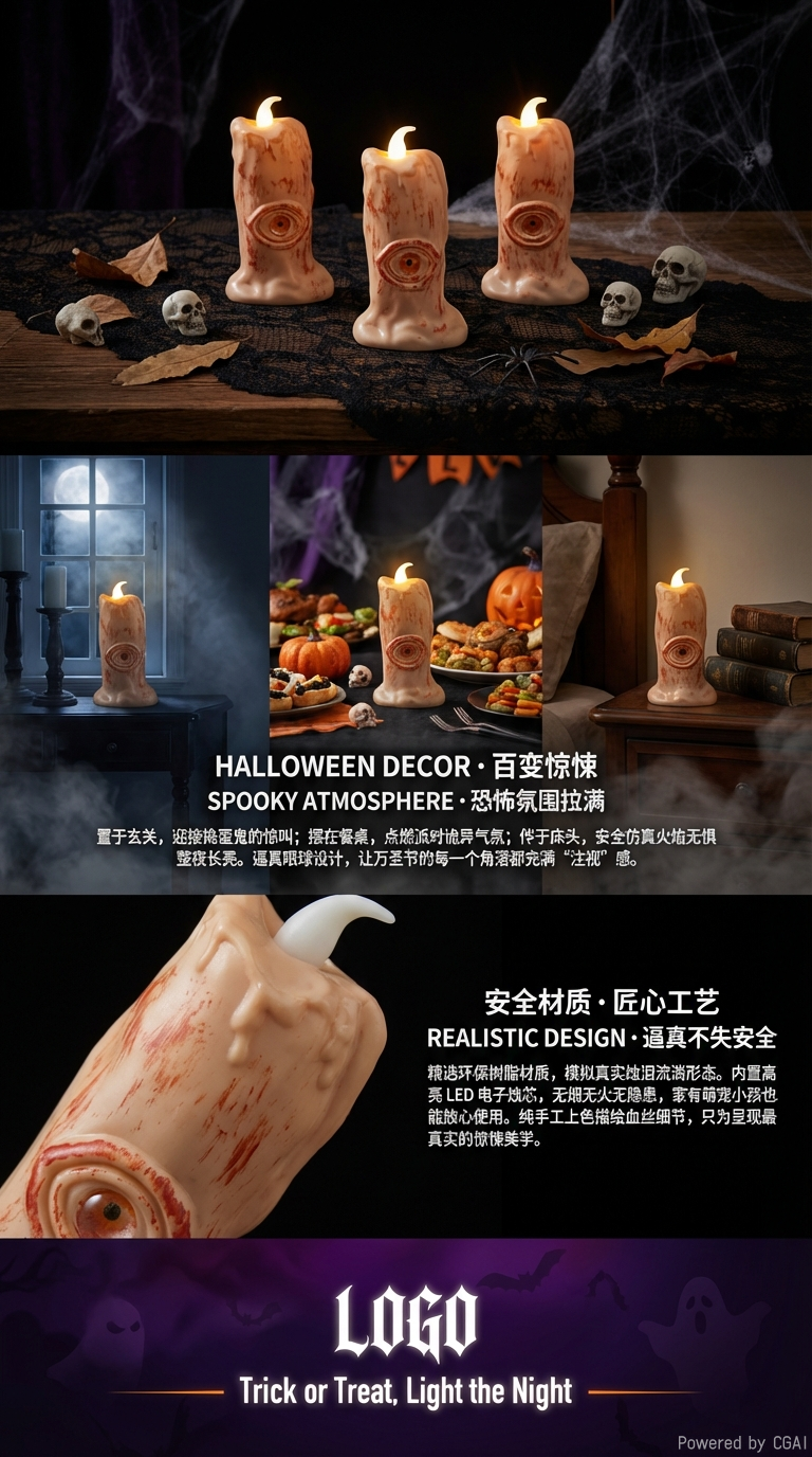 万圣节血眼珠灯LED电子发光蜡烛灯装饰派对眼珠灯详情3