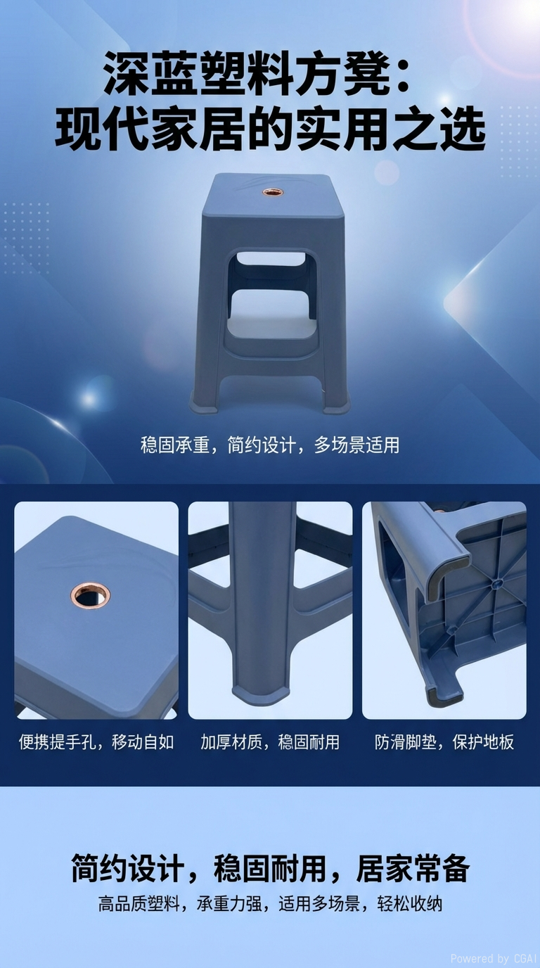 Thickened plastic stools for home use, adult and children, living room dining table, square stools, simple home square stools, sturdy and super thick chairs, multi-functional leisure dining room furniture pic 1