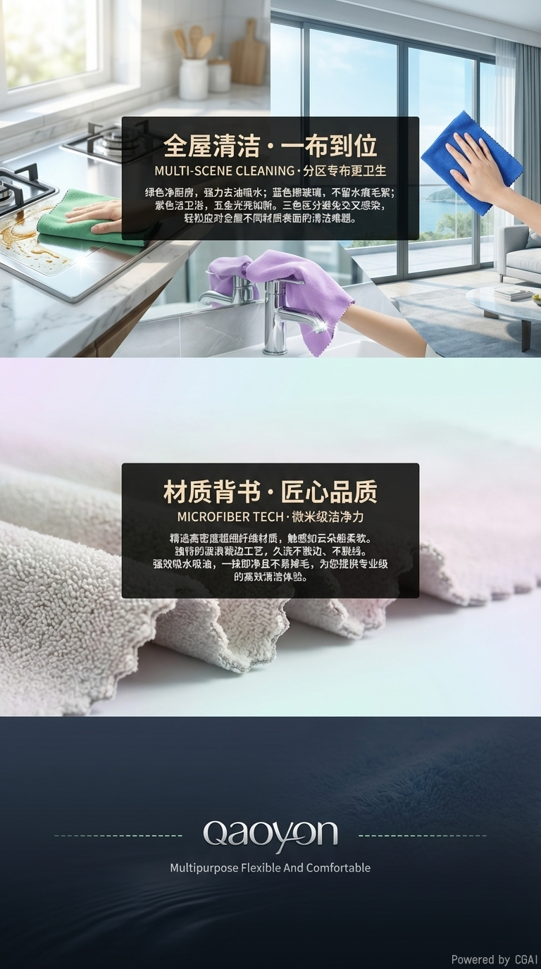 AB面切边珊瑚绒汽车擦车巾家具家政保洁擦地清洁抹布厂家直销详情3