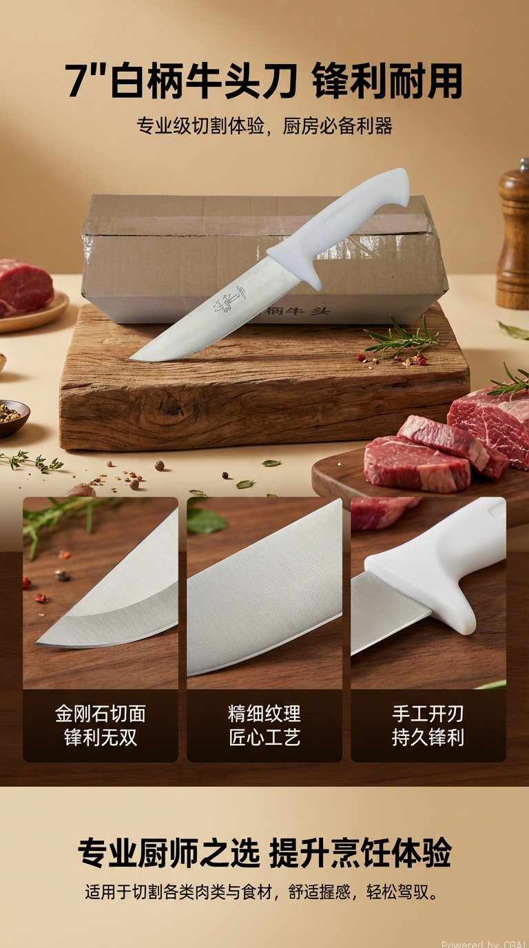 多功能厨房刀具套装家用白柄水果刀厨师刀便携刀具详情1