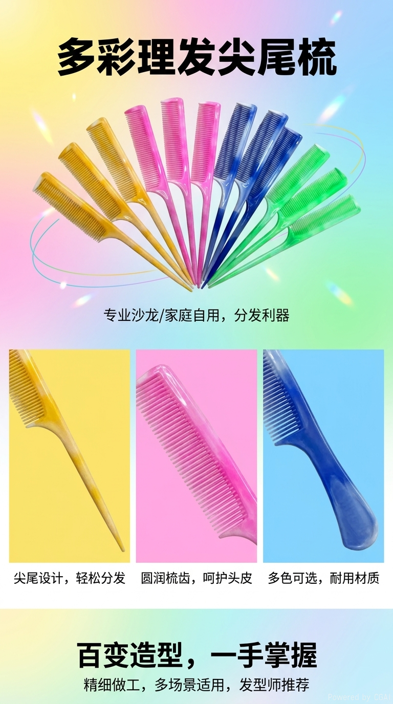 彩色硅胶跨境一次性梳子梳子+梳子详情1