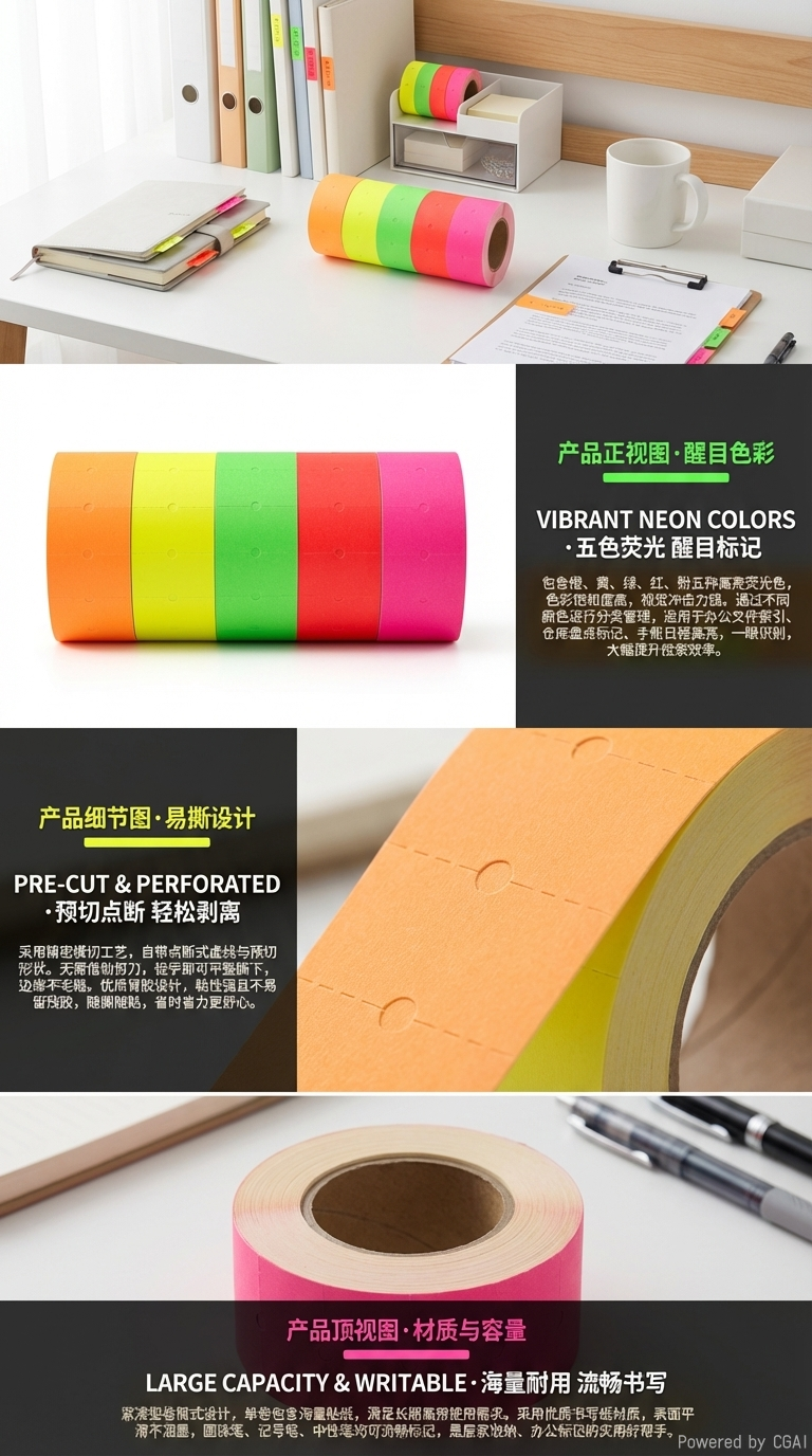 21*12mm彩色标价纸商品价格标签5500单排价格机用纸联发不干胶厂家直销详情2