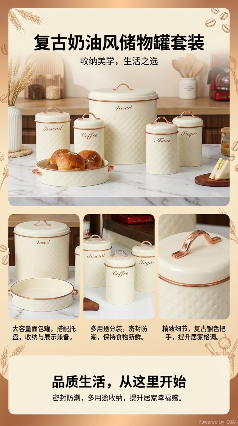新品上市 新款铁面包零食罐 密封罐 详情1