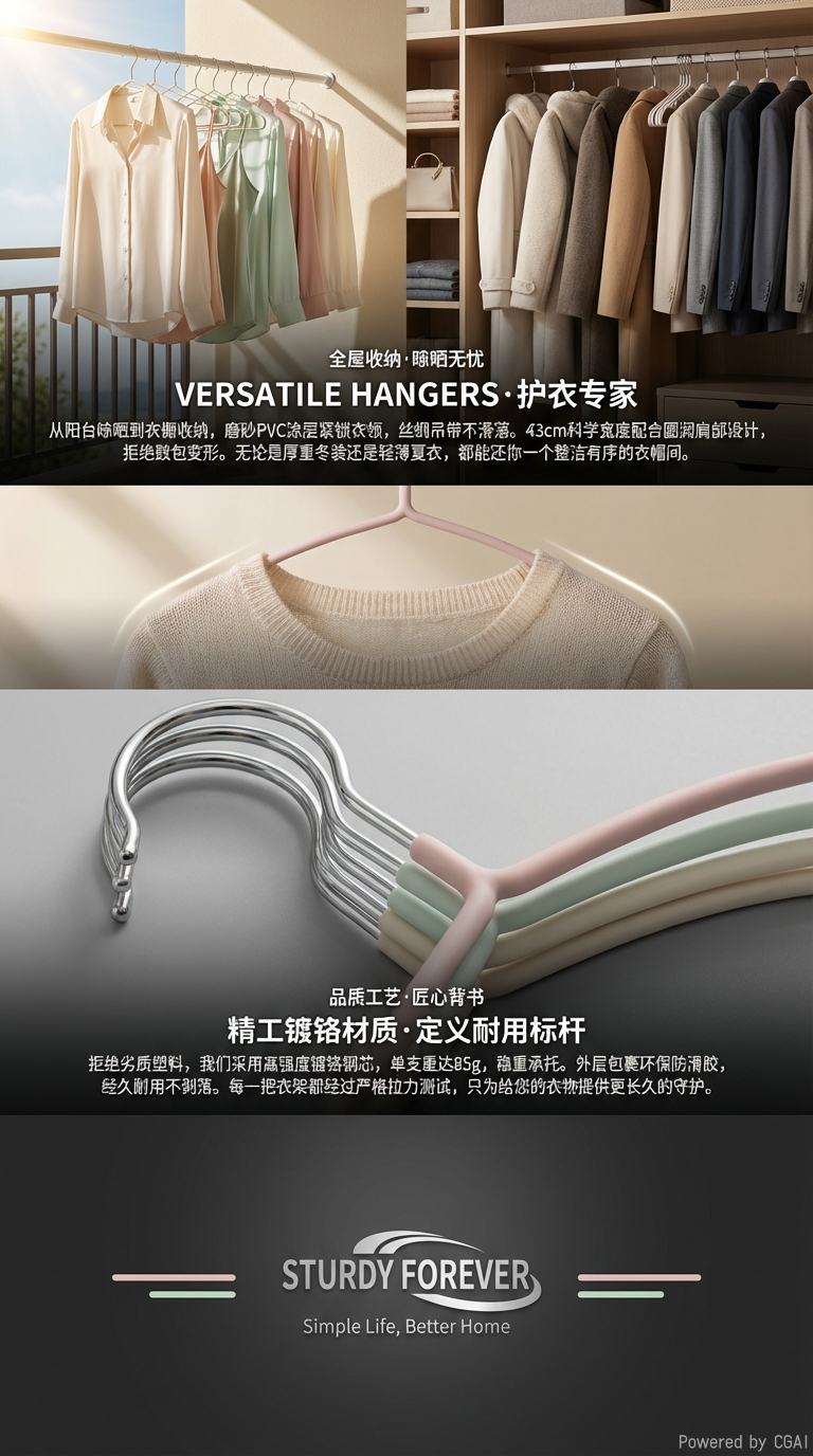 磨砂防滑衣架 居家晾晒衣撑子哑光防滑收纳详情2