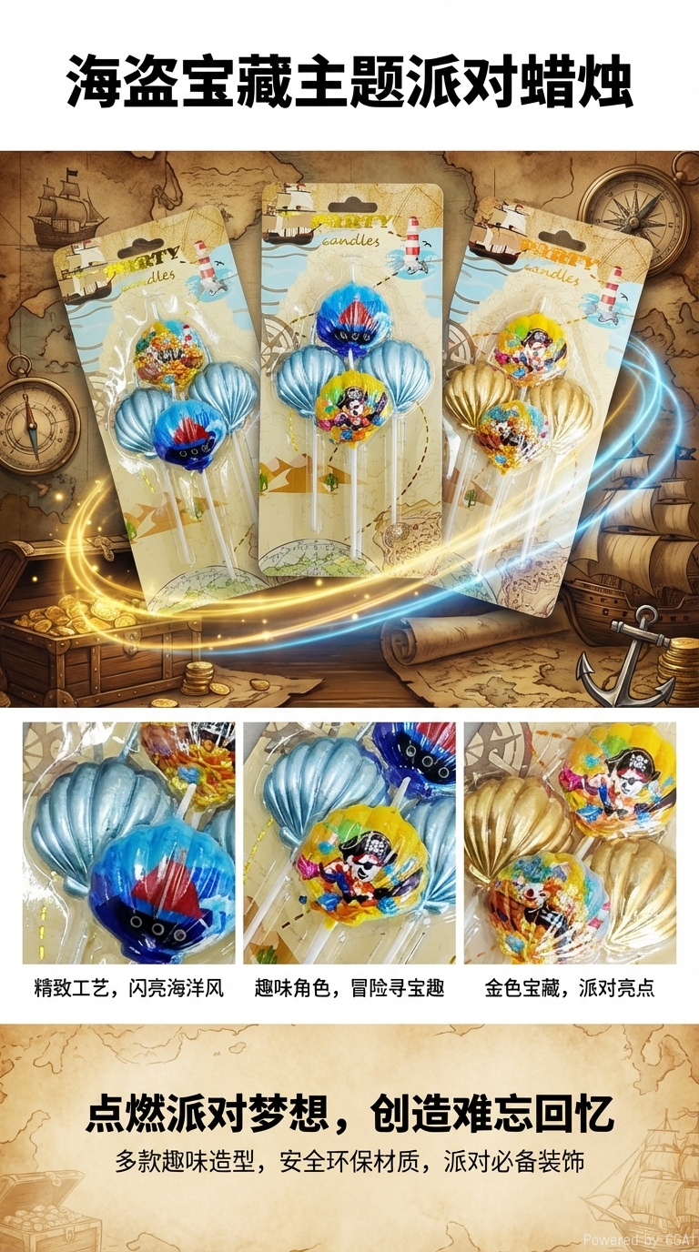 海盗主题派对蜡烛包装卡板生日数字蜡烛蜡烛派对用品装饰详情1